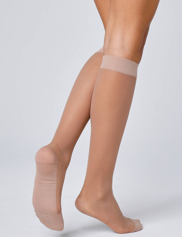 Mi-bas anti fatigue 70 deniers - lot de 2 paires (beige)