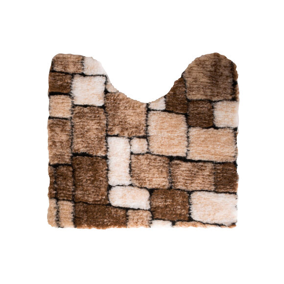 Tapis de bain mosaïque toucher peluche (marron)