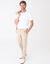 Chino broek, afgerond onder de buik (beige)
