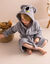 Badjas voor kinderen, personaliseerbaar, koala met kap (grijs)