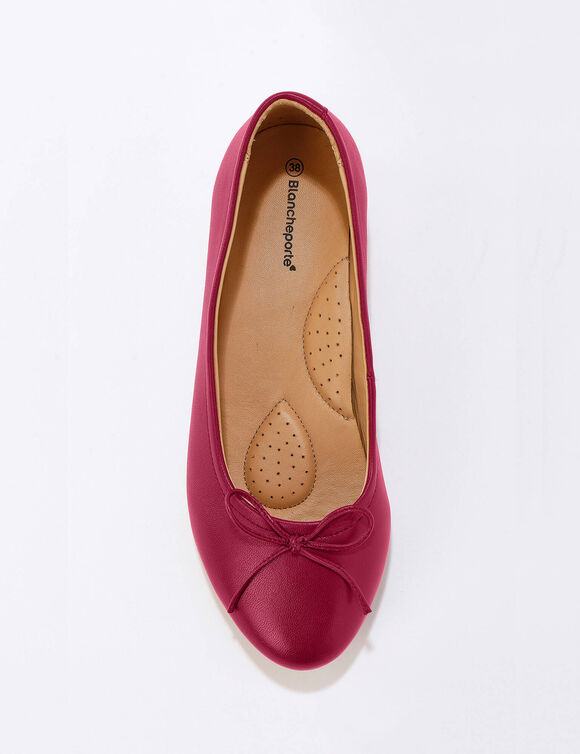 Comfortabele platte ballerina's in leer (bordeaux)