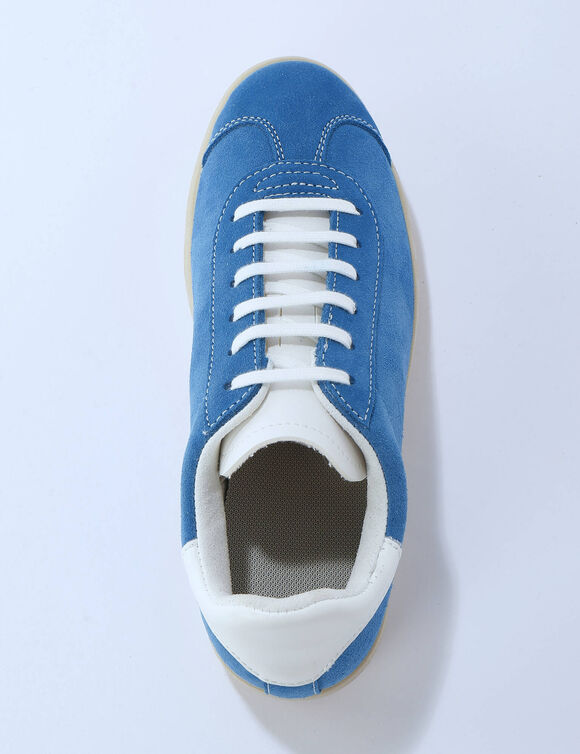 Baskets vintage croûte de cuir colorées (bleu)