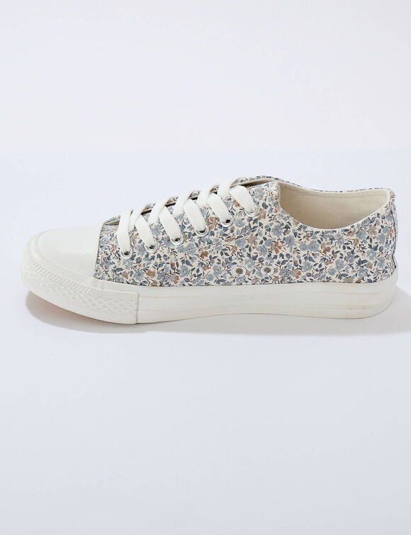 Tennis en toile à lacets imprimé fleuri (bleu)