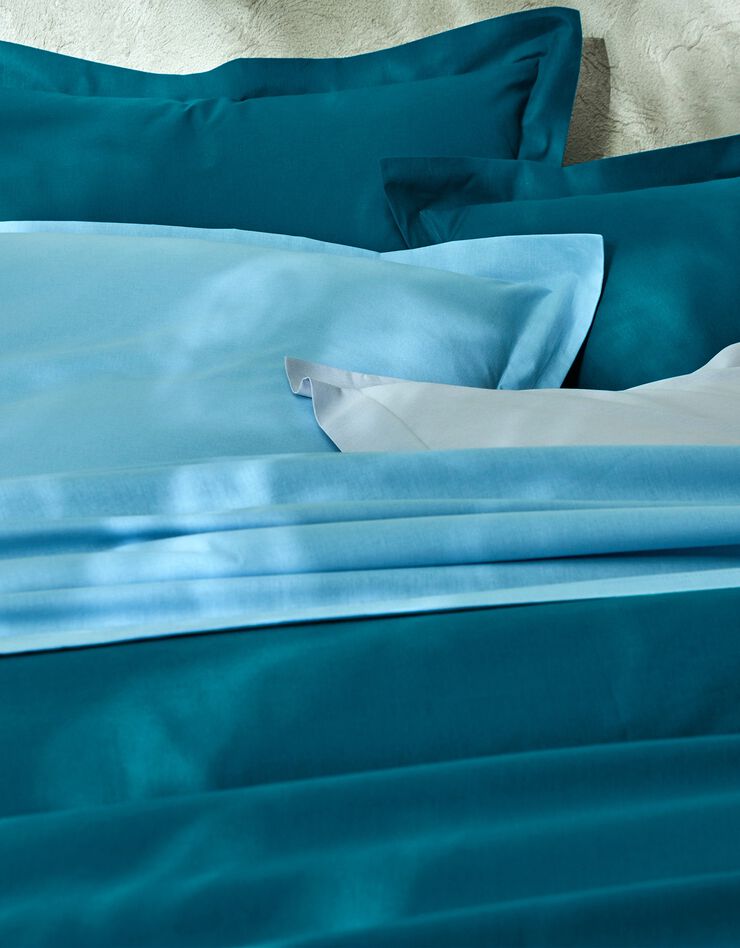 Linge de lit uni - coton bio (bleu paon)