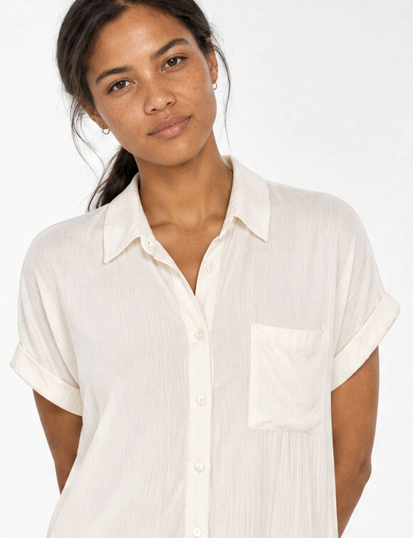 Effen strandjurk, crepon (wit)