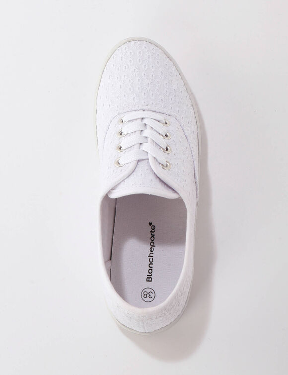 Tennis en toile brod&eacute;e (blanc)