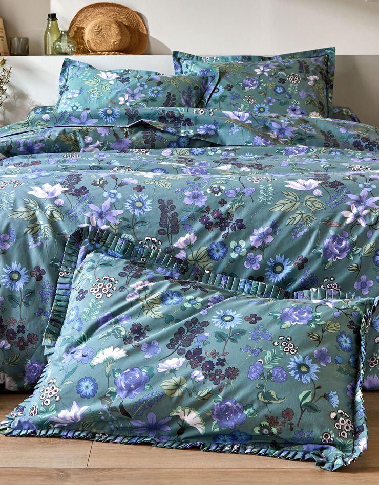 Bedlinnen Kelly in katoen met bloemenprint (groen)