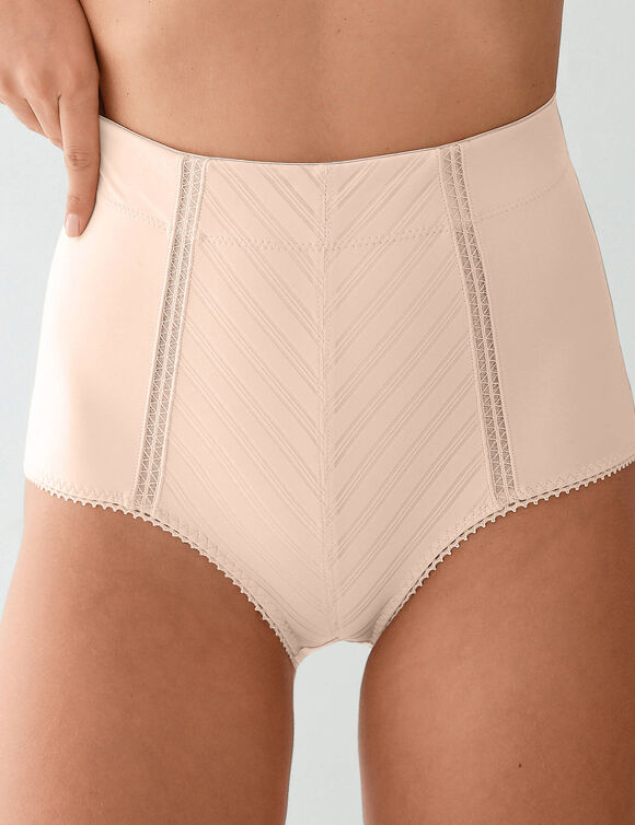 Gaine affinante maille satin&eacute;e et tulle jacquard - maintien intense (chair)