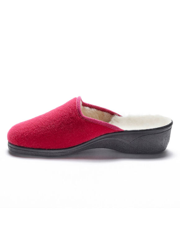 Chaussons mules - fourrés laine (framboise)