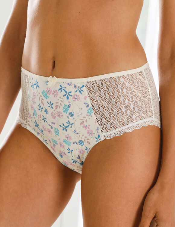 Maxislip met bloemenprint Coria - set van 2 (ivoorkleur)