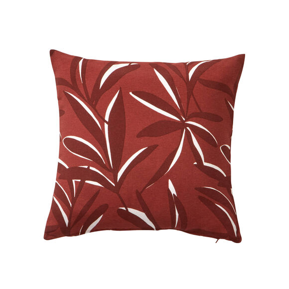 Housse de coussin imprim&eacute; feuillage (terracotta)