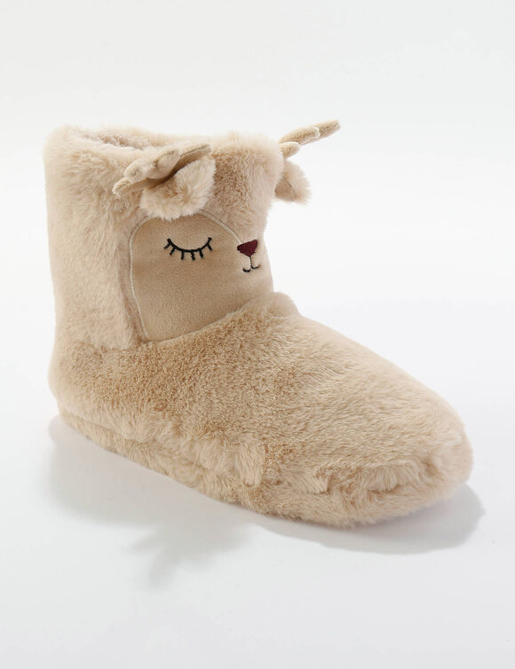 Chaussons bottillons rennes fourr&eacute;s (beige)