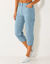3/4-broek in denim met tricot tailleband (bleached)