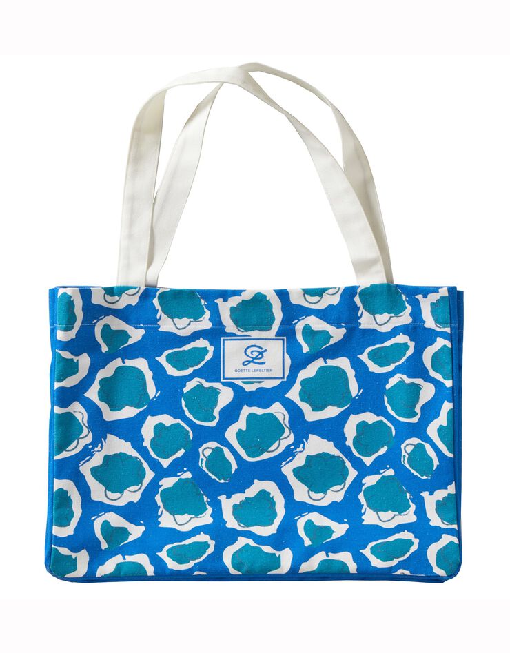 Sac cabas, collection "Odette Lepeltier" (bleu / vert)