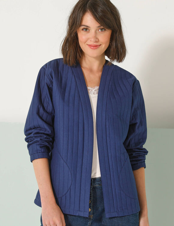 Veste matelassée unie, manches longues  (indigo)