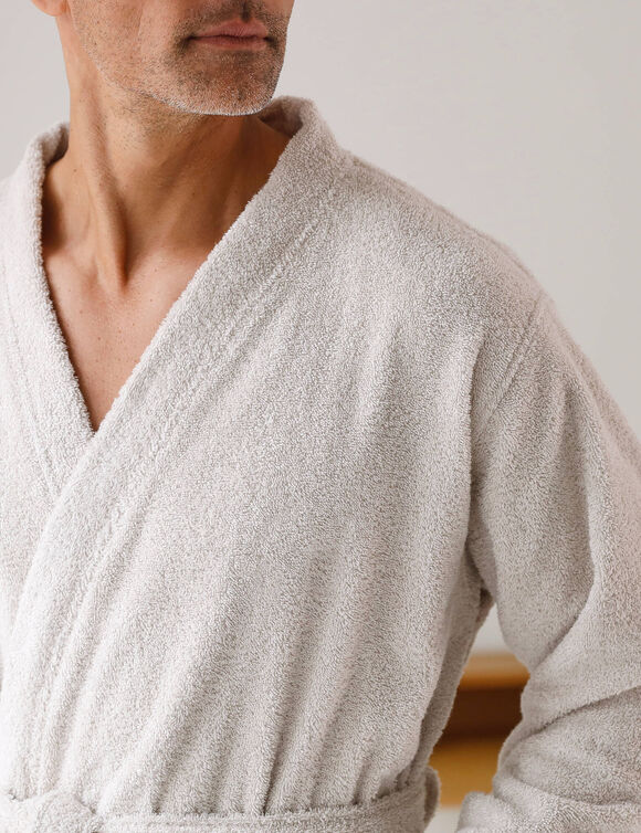 Badjas voor volwassenen met kimono-kraag - lusjesbadstof 380 g/m&sup2; (zandkleur)