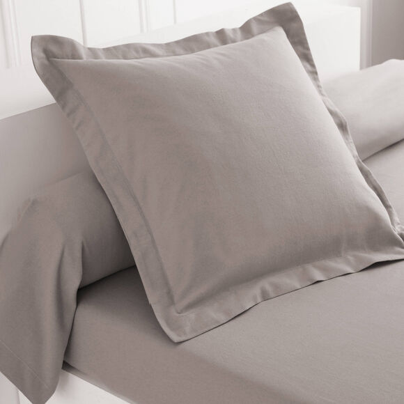 Linge de lit uni flanelle (taupe)