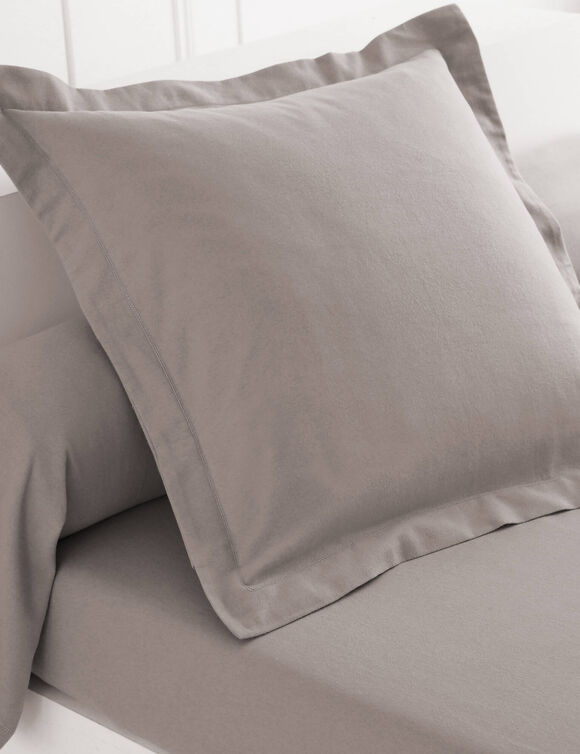 Linge de lit uni flanelle (taupe)