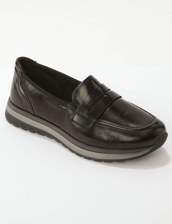 Mocassins met sleehak, extra brede breedte (zwart)