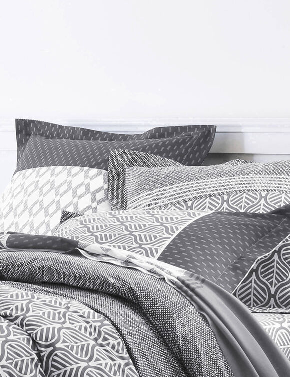 Tommy-beddengoed met geometrische print &ndash; katoen 57 draden/cm&sup2; (grijs)