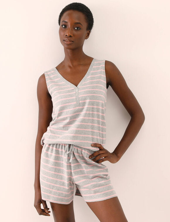 Pyjama short rayé en jersey (gris chiné)