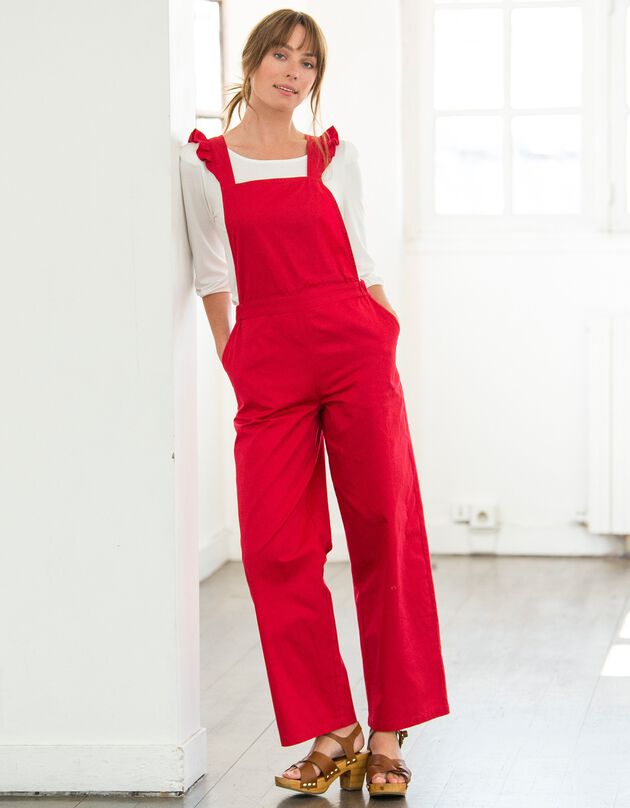 Salopette bretelles volantées (rouge)
