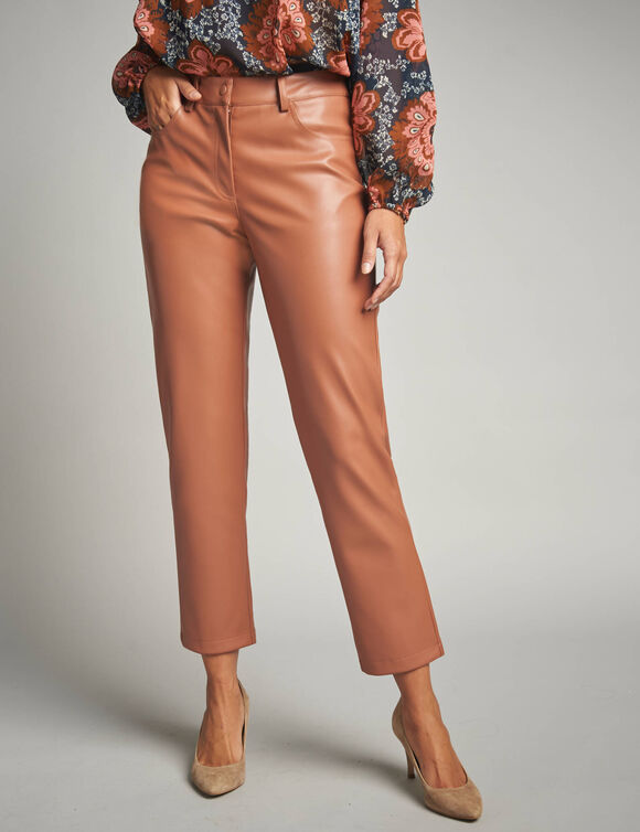 Pantalon fusel&eacute; 7/8&egrave;me aspect enduit (caramel)