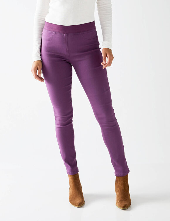 Jegging grande stature - taille élastiquée ultra confort (prune)