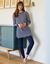 Pyjama in gestreept molton met legging (marine / ecru)
