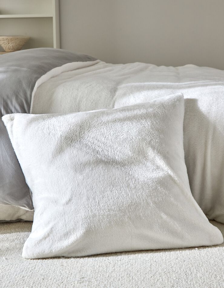 Omkeerbaar bedlinnen in jerseyfleece met pluchetouch (grijs)