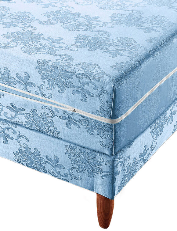 Hoes voor matras of bedbodem met medaillonbestikking 18 cm (blauw)