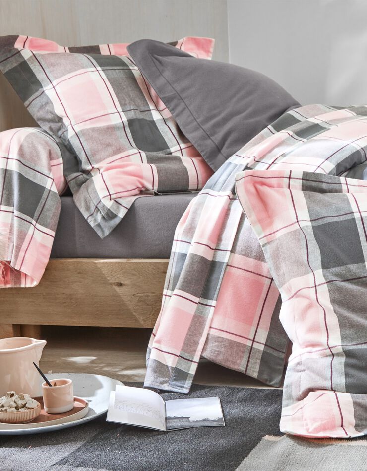 Linge de lit Scott flanelle tissé teint (rose)