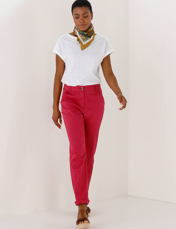 Pantalon chino stretch (cerise)