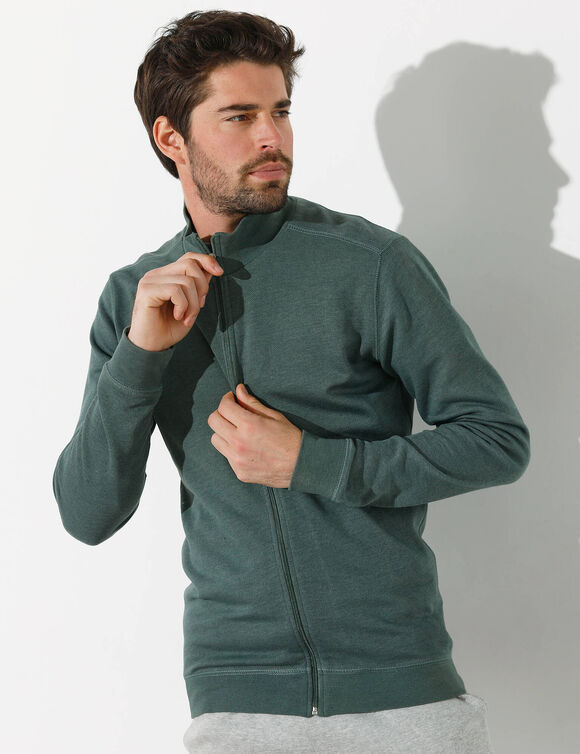 Effen vest met opstaande kraag en rits (donkergroen)