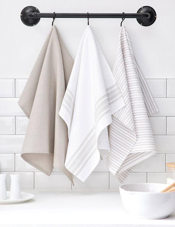 Torchons de cuisine assortis - lot de 3 (beige)