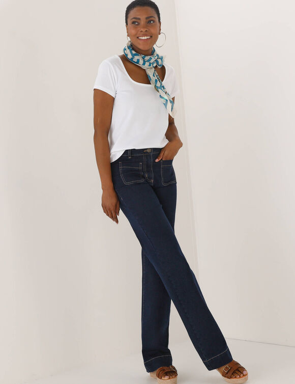 T-shirt col carr&eacute;, manches courtes (blanc)