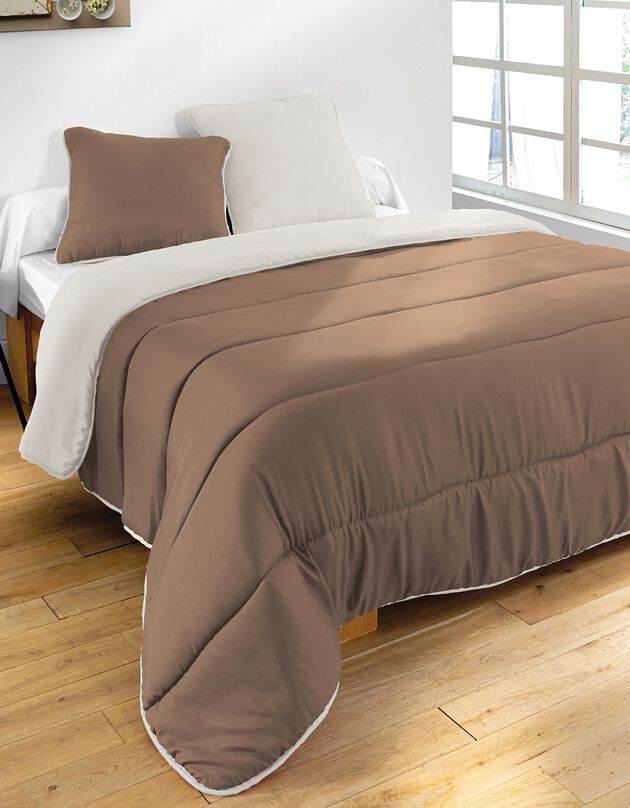 Tweekleurig deken in microvezel 350g/m2 (taupe / beige)