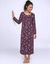 Nachtjapon met lange mouwen en &lsquo;rozen&rsquo;-print (pruim / roze)