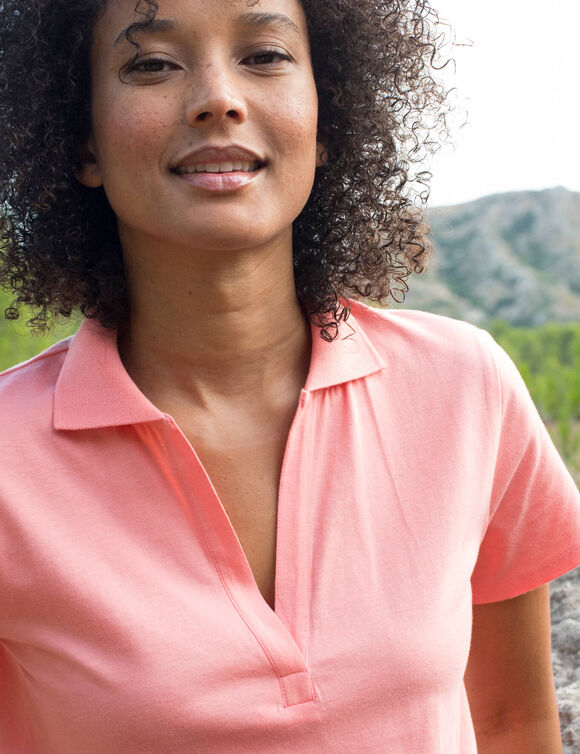 Polo manches courtes, maille jersey (corail)