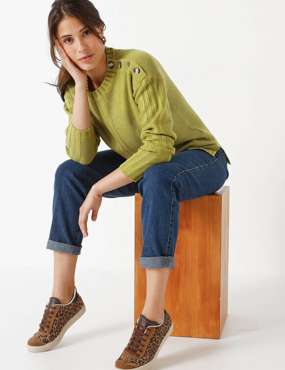 Trui in fantasietricot (mosgroen)