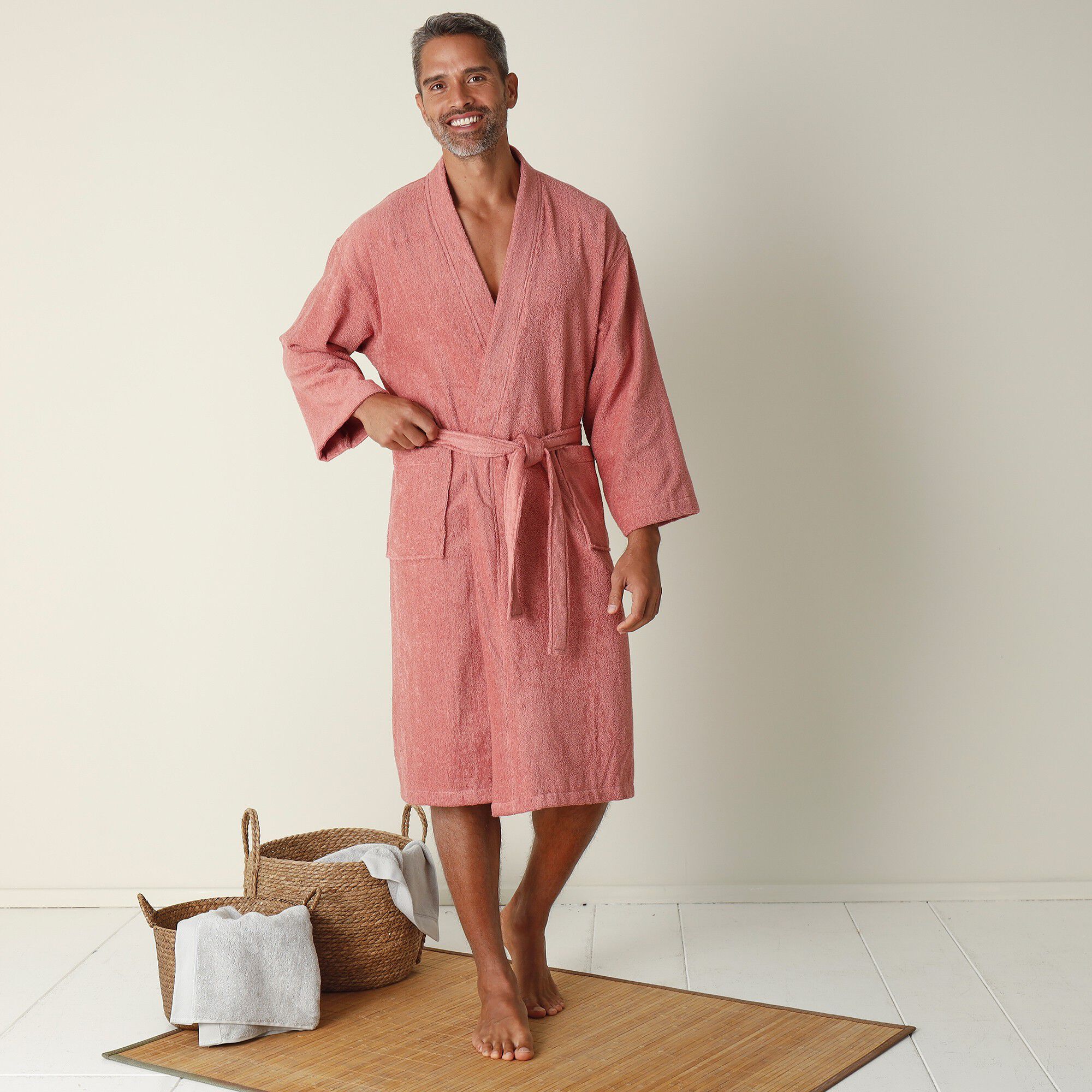 Peignoir mixte adute ponge bouclette 1er prix bois de rose