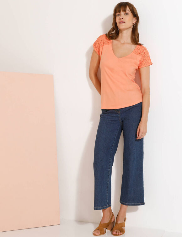 T-shirt uni macramé (pêche)
