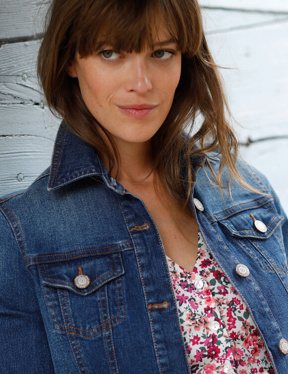 Veste boutonn&eacute;e en jean (stone)