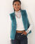 Mouwloos vest in imitatiebont (smaragd)