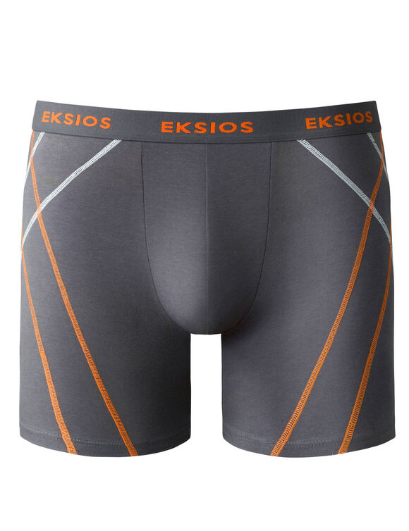 Boxer long à surpiqûres coupe short - lot de 2 (noir + gris)