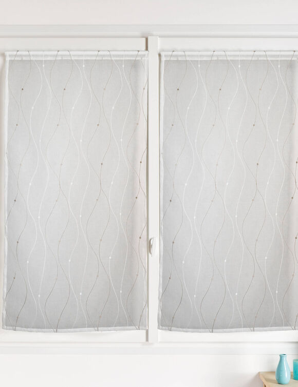 Vitrage voile brodé serpentins - la paire (beige)