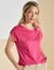 Effen T-shirt met knoopdetail, jerseytricot (roze)
