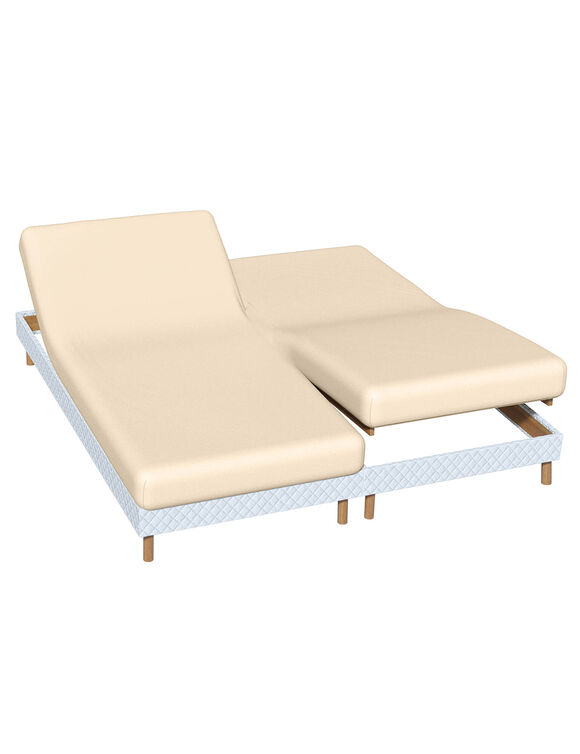 Effen hoeslaken in polyester-katoen voor gelede bedbodems, hoeken van 26 cm (zandkleur)