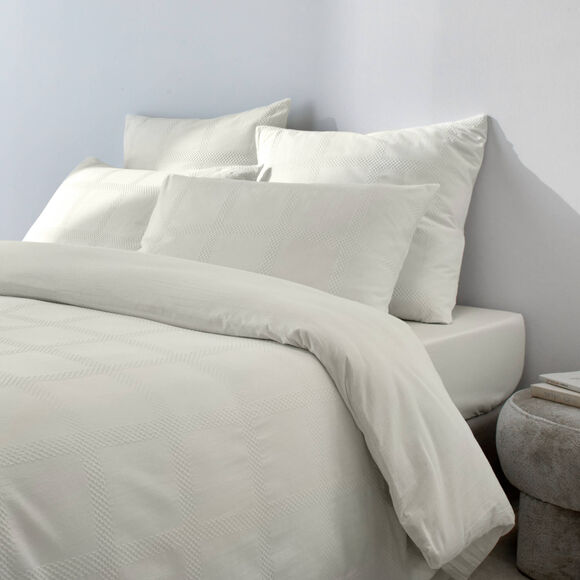 Linge de lit gaufré en coton uni (écru)