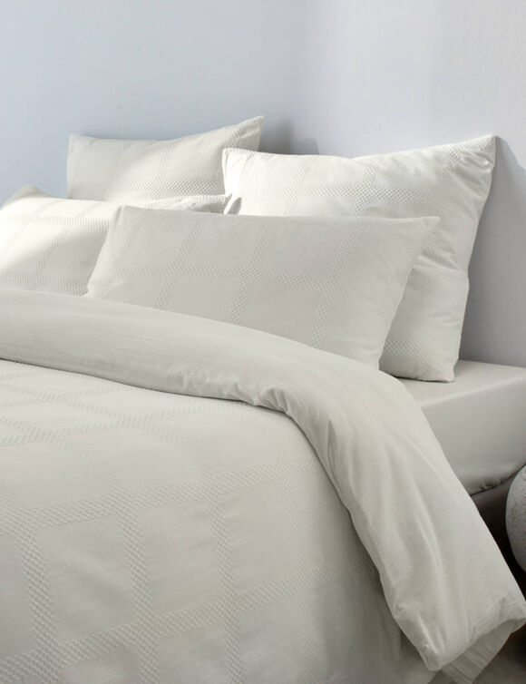 Linge de lit gaufré en coton uni (écru)